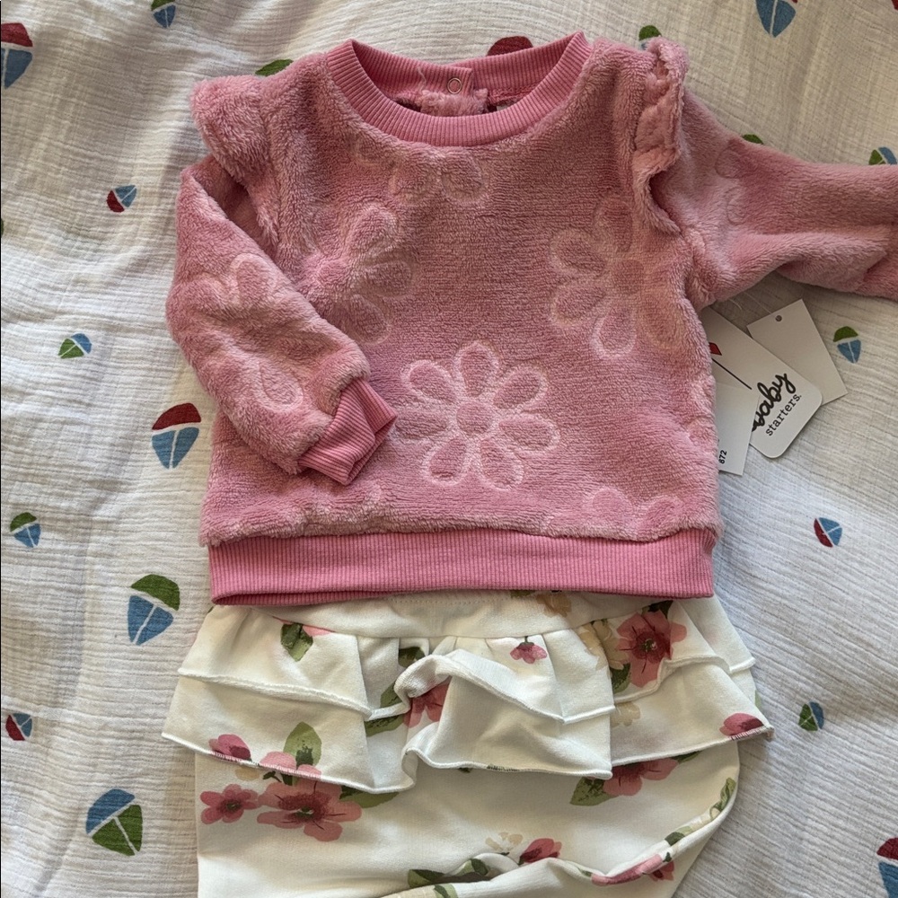 53. Pink Floral Baby Outfit